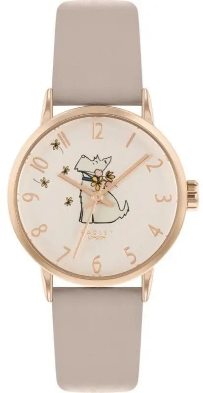 Radley London RY21266 Dog Holding Flowers Nude Leather Strap - Κοσμηματοπωλείο Goldy