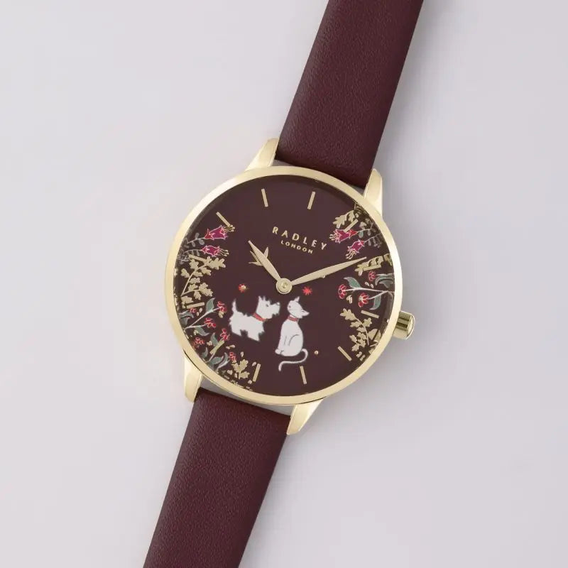Radley London RY21488 Dog & Cat Burgundy Leather Strap - Κοσμηματοπωλείο Goldy