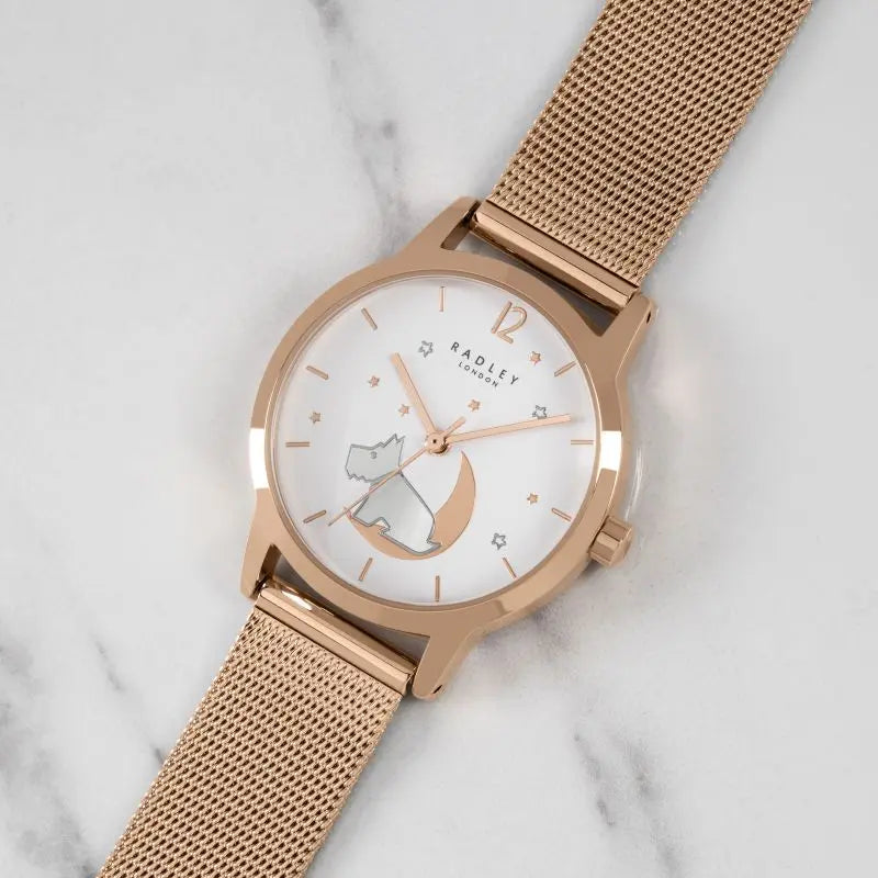 Radley London RY4536A Dog in Moon Rose Gold Mesh Strap - Κοσμηματοπωλείο Goldy