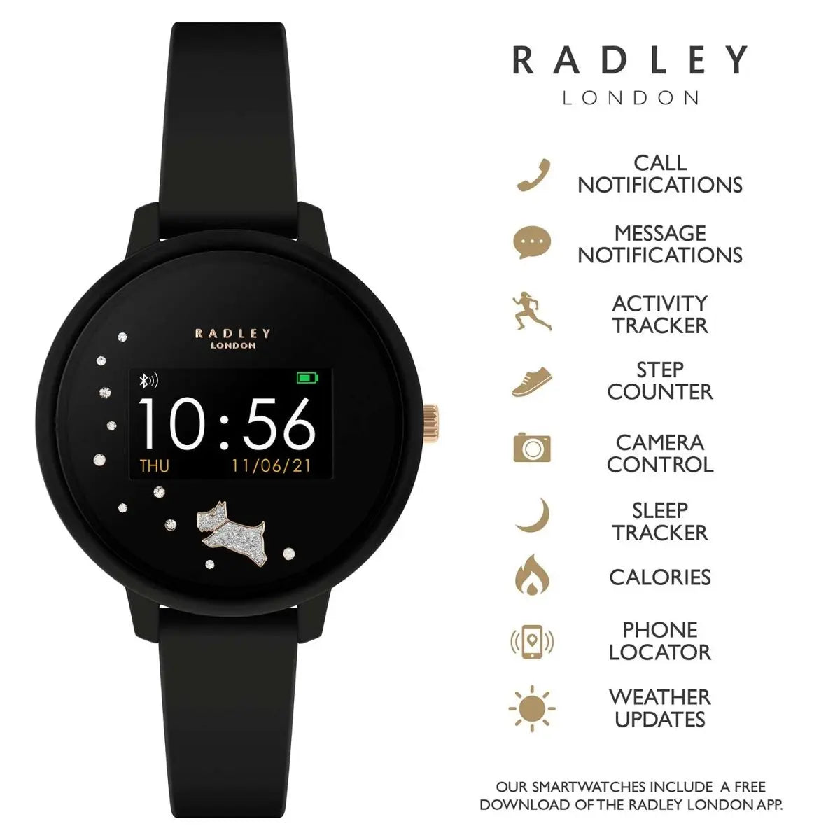 Radley London RYS03-2026 Series 3 Smartwatch Black Silicon Strap - Κοσμηματοπωλείο Goldy
