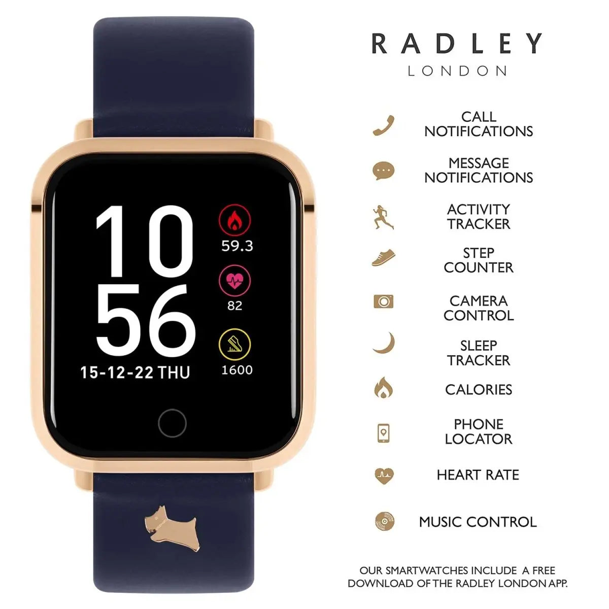 Radley London RYS06-2078-INT Series 6 Smartwatch Blue Leather Strap - Κοσμηματοπωλείο Goldy