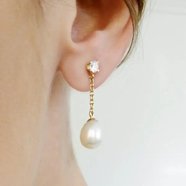 Σκουλαρίκια 110300 με Μαργαριτάρια Fresh Water Pearl 8-10mm 14ct - Κοσμηματοπωλείο Goldy