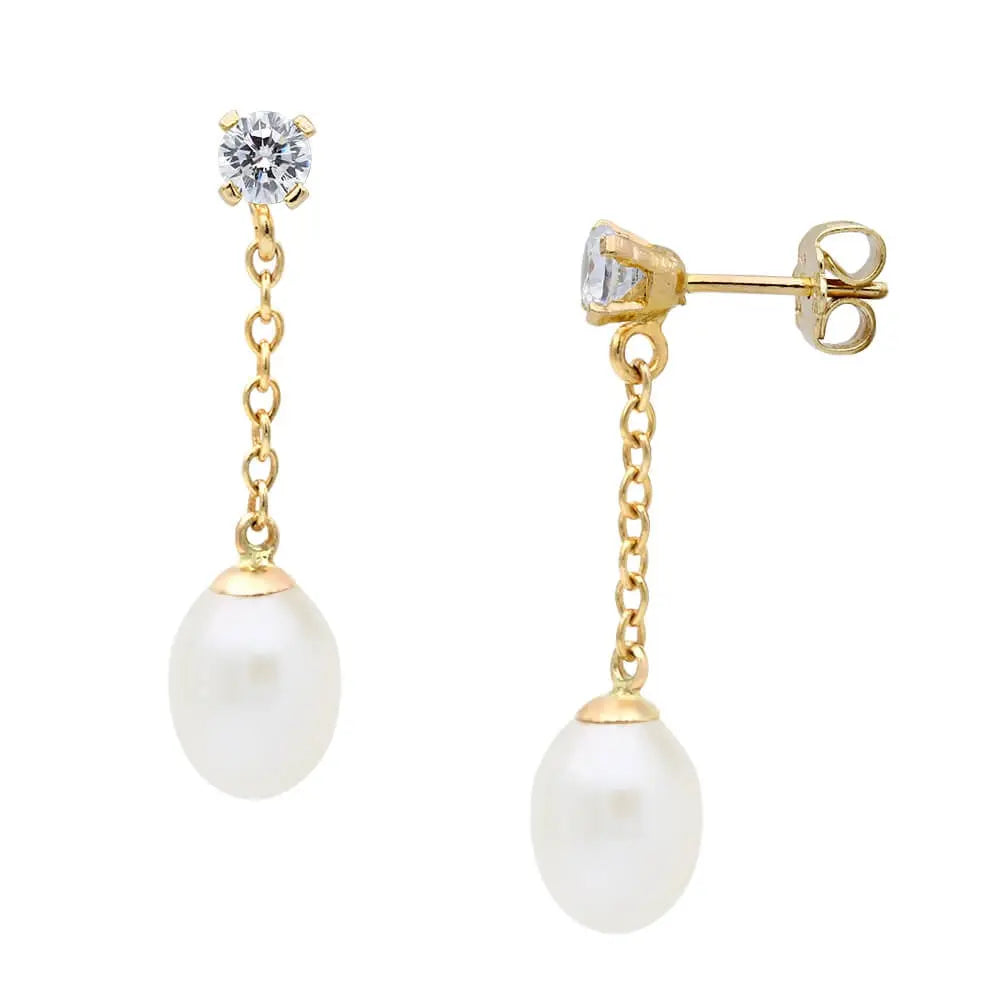 Σκουλαρίκια 110300 με Μαργαριτάρια Fresh Water Pearl 8-10mm 14ct - Κοσμηματοπωλείο Goldy