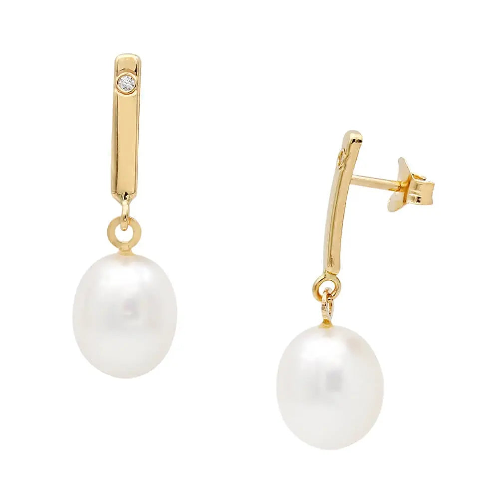 Σκουλαρίκια 110327 με Μαργαριτάρια Fresh Water Pearl 7-9mm 14ct - Κοσμηματοπωλείο Goldy