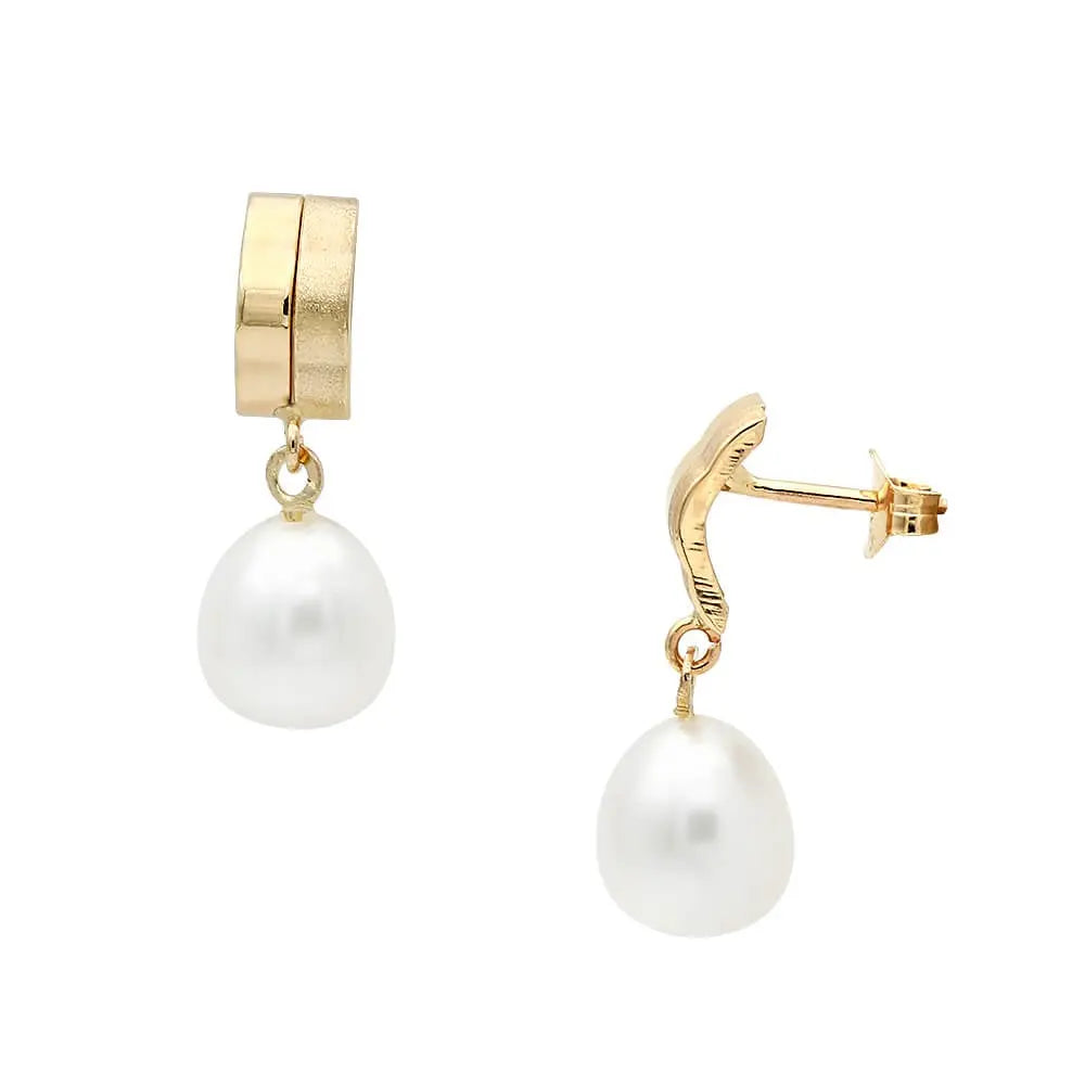 Σκουλαρίκια 110328 με Μαργαριτάρια Fresh Water Pearl 7-9mm 14ct - Κοσμηματοπωλείο Goldy