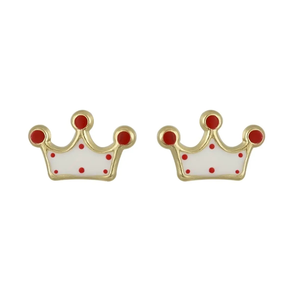 Σκουλαρίκια Παιδικά SK283 Χρυσά Κ9 με Κορώνα - Κοσμηματοπωλείο Goldy