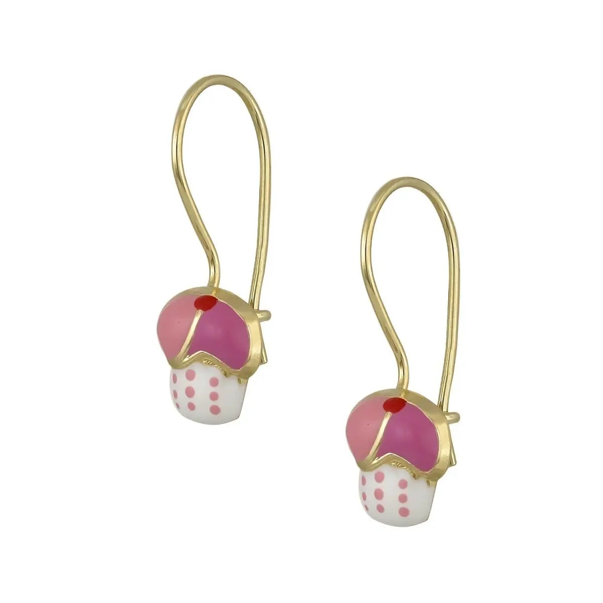 Σκουλαρίκια Παιδικά SK300K Χρυσά Κ9 Κρεμαστά με Capcakes - Κοσμηματοπωλείο Goldy