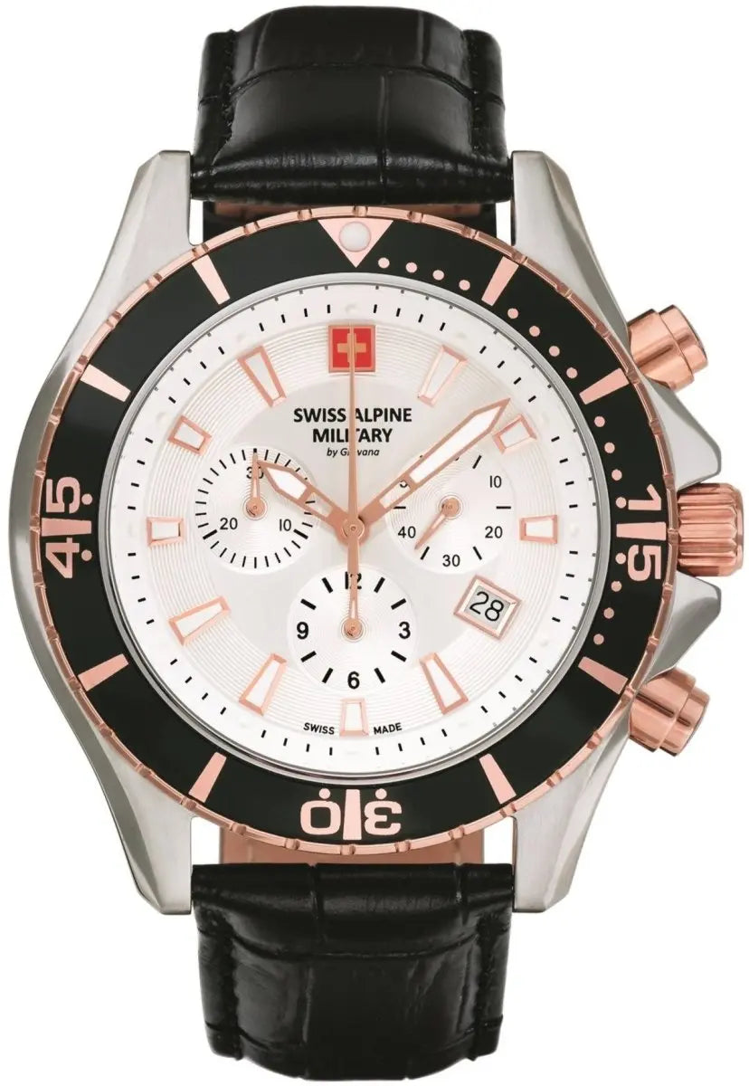 SWISS ALPINE MILITARY SAM7040.9552 Nautilus Black Leather Chronograph - Κοσμηματοπωλείο Goldy