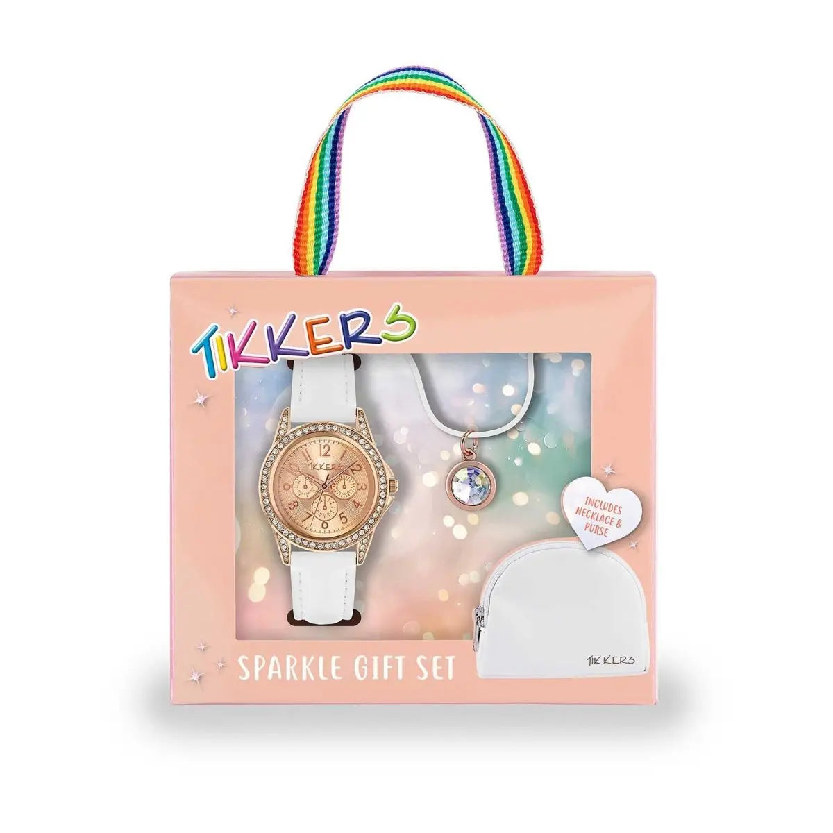 Tikkers ATK1018 Kids Sparkle Gift Set White Leather Strap - Κοσμηματοπωλείο Goldy