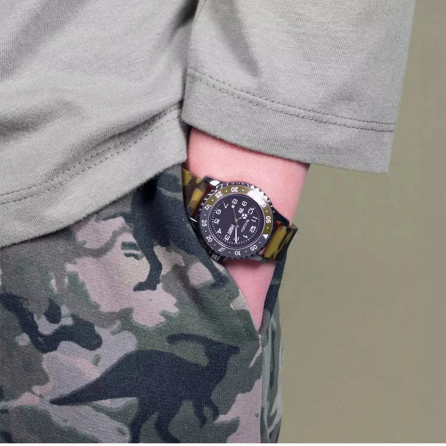 Tikkers ATK1085 Kids Military Khaki Silicon Strap - Κοσμηματοπωλείο Goldy