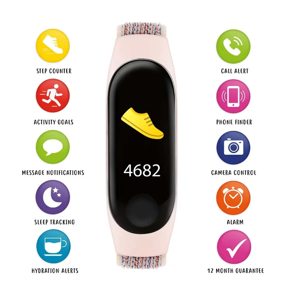 Tikkers TKS01-0016 Kids Smart Fitness Tracker Pink Fabric Strap - Κοσμηματοπωλείο Goldy