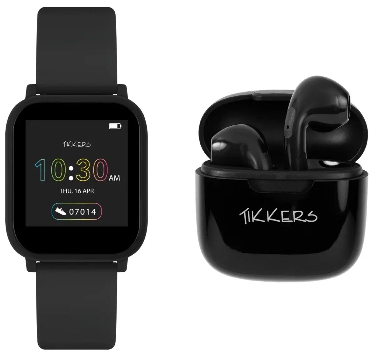 Tikkers TKS10-0002-SETARG Teen Smart Watch and Earbuds Set Black Silicon Strap - Κοσμηματοπωλείο Goldy