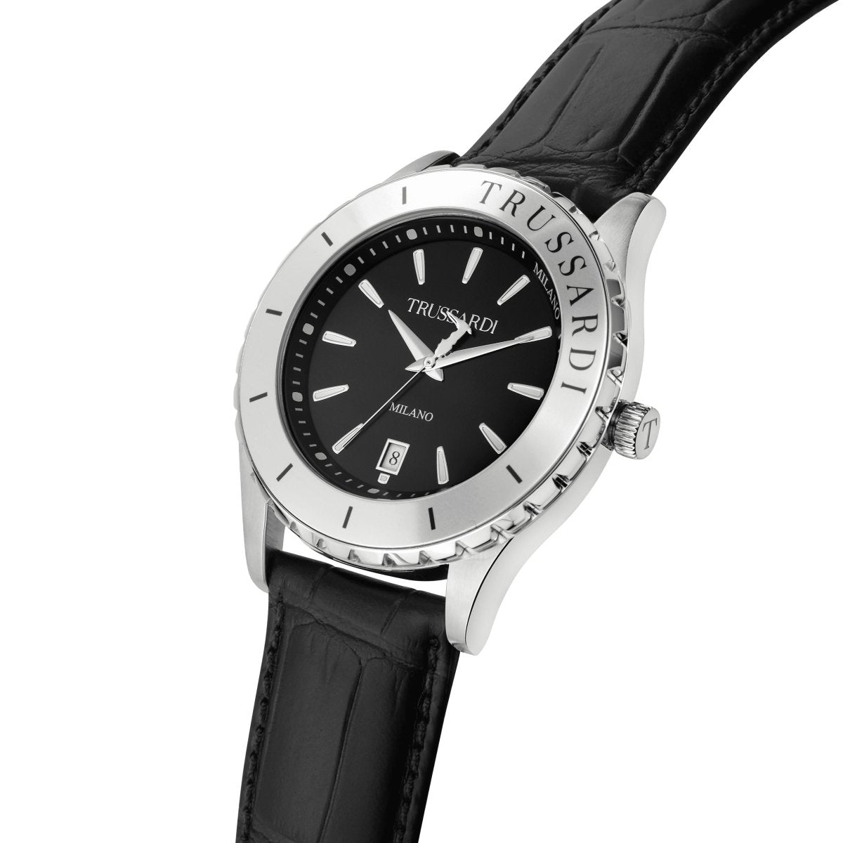 TRUSSARDI R2451143001 T-Logo Black Rubber Strap - Κοσμηματοπωλείο Goldy