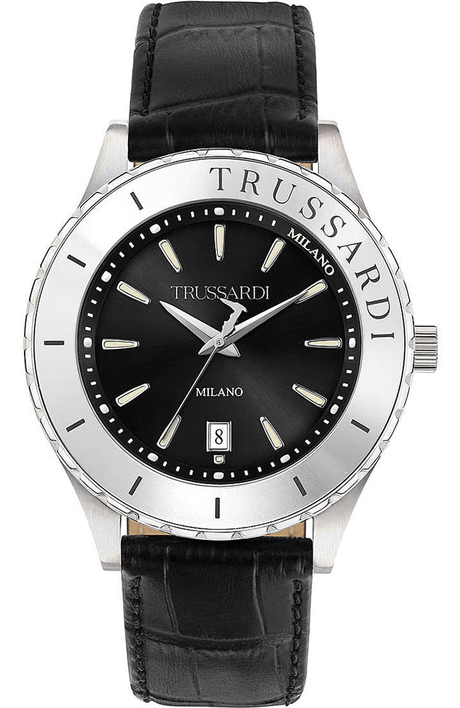 TRUSSARDI R2451143001 T-Logo Black Rubber Strap - Κοσμηματοπωλείο Goldy