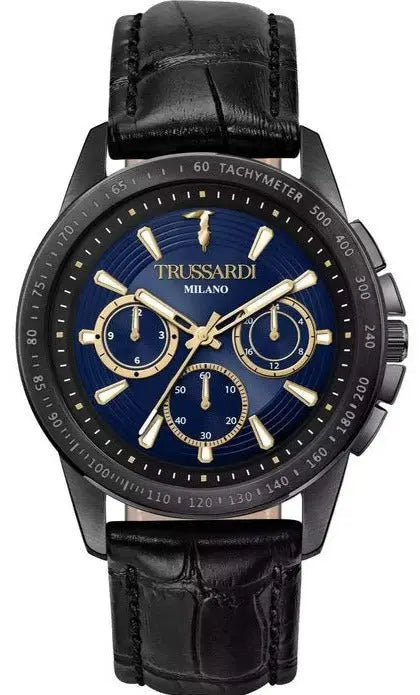 TRUSSARDI R2451153001 T-Hawk Chronograph Black Leather Strap - Κοσμηματοπωλείο Goldy