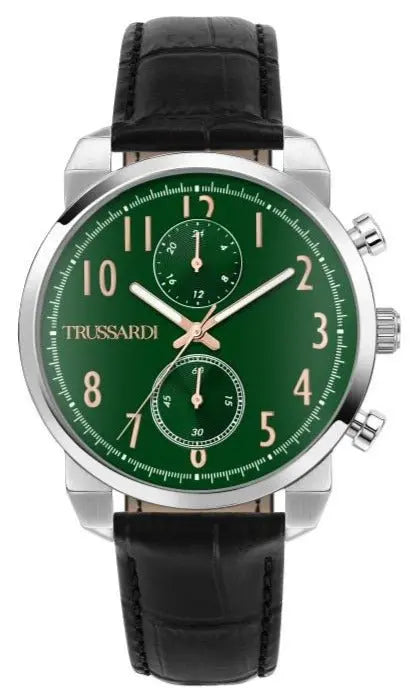 TRUSSARDI R2451154001 T-City Multifuction Black Leather Strap - Κοσμηματοπωλείο Goldy