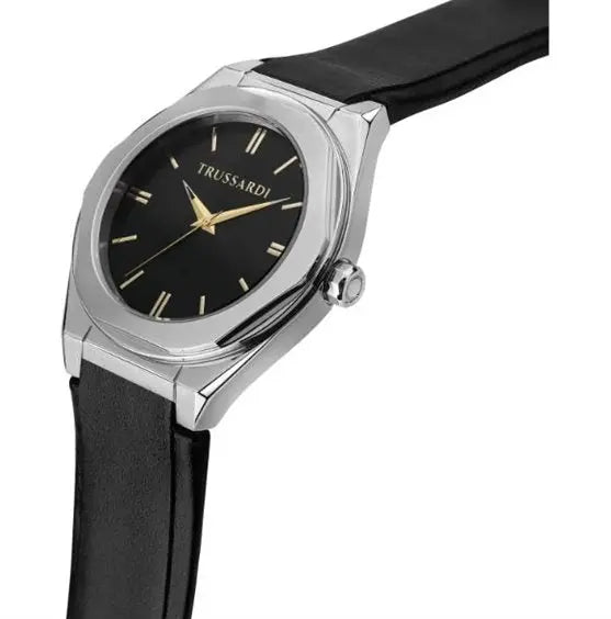 TRUSSARDI R2451156001 T-Big Black Leather Strap - Κοσμηματοπωλείο Goldy