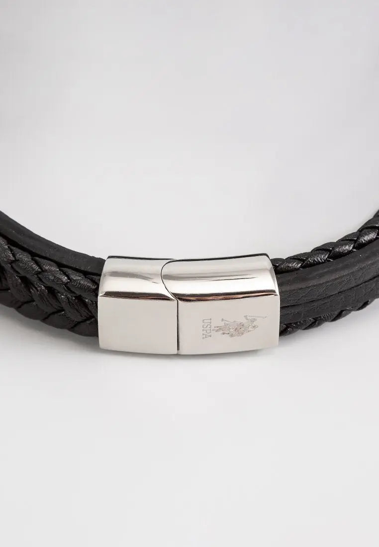 U.S. POLO JW9069BR Ανδρικό Βραχιόλι Από Ατσάλι με Δέρμα - Κοσμηματοπωλείο Goldy