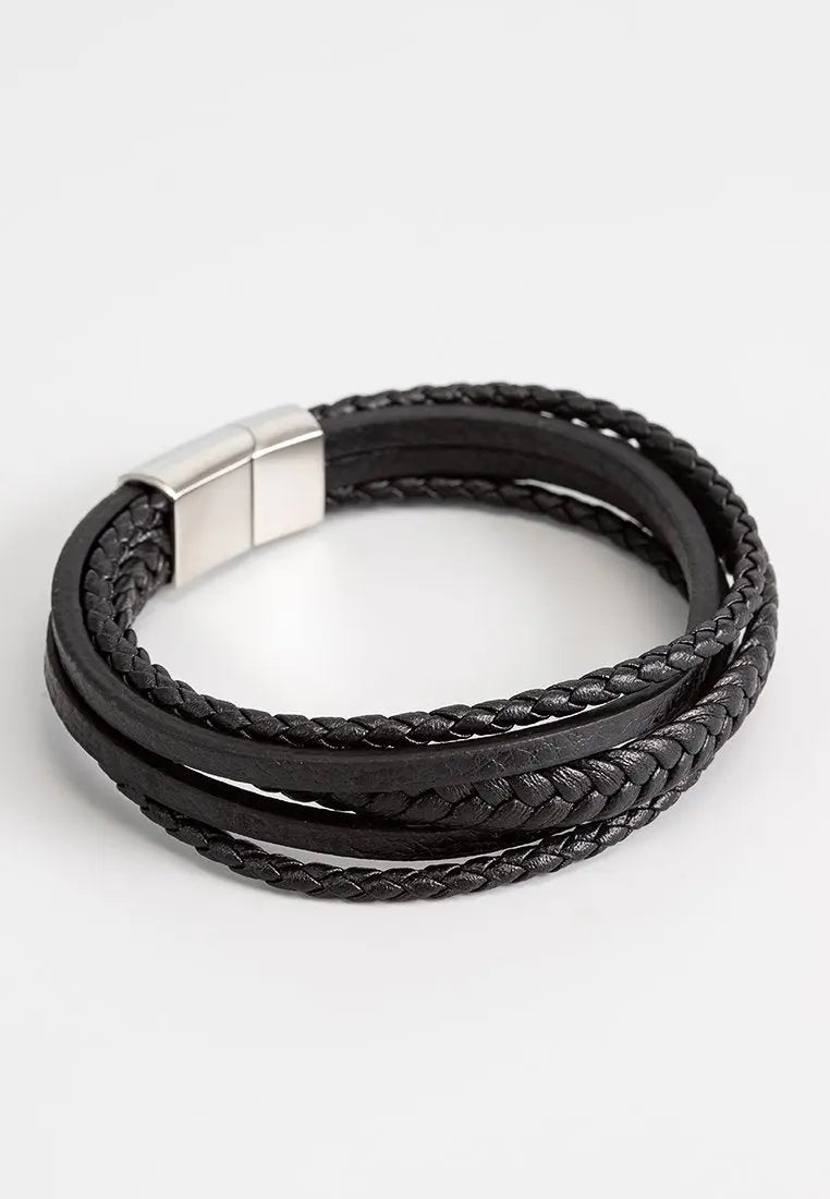 U.S. POLO JW9069BR Ανδρικό Βραχιόλι Από Ατσάλι με Δέρμα - Κοσμηματοπωλείο Goldy
