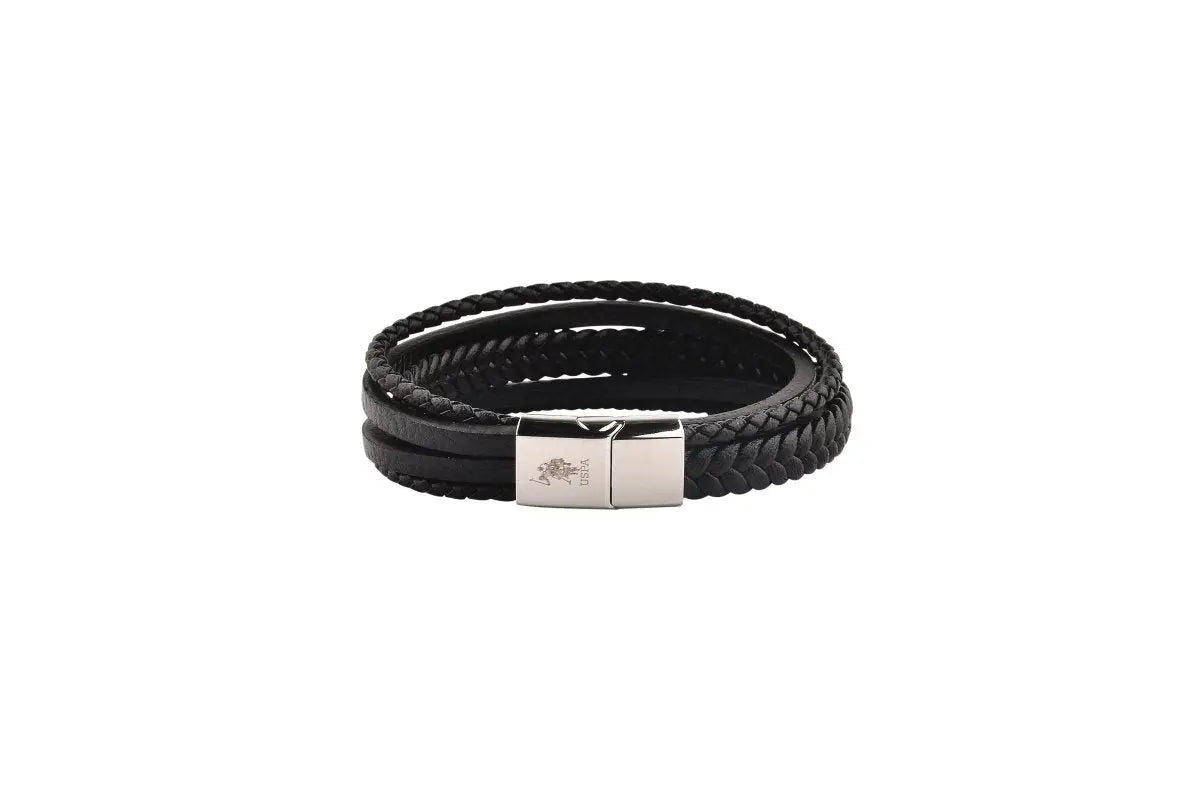 U.S. POLO JW9069BR Ανδρικό Βραχιόλι Από Ατσάλι με Δέρμα - Κοσμηματοπωλείο Goldy