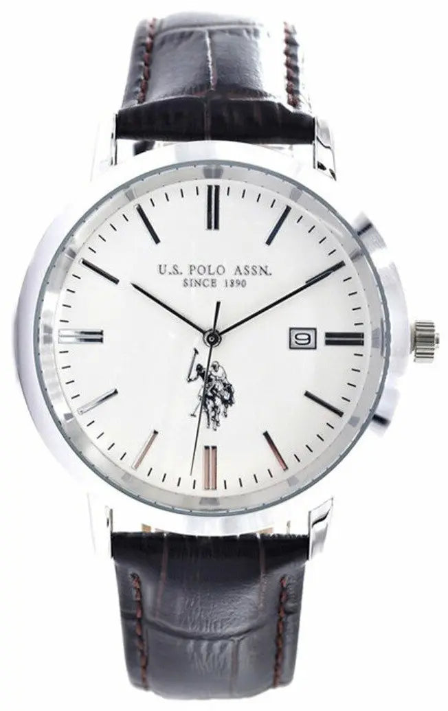 U.S POLO USP4801WH Black Leather Strap - Κοσμηματοπωλείο Goldy