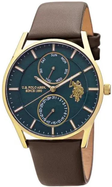 U.S POLO USP4904GR Brown Leather Strap - Κοσμηματοπωλείο Goldy