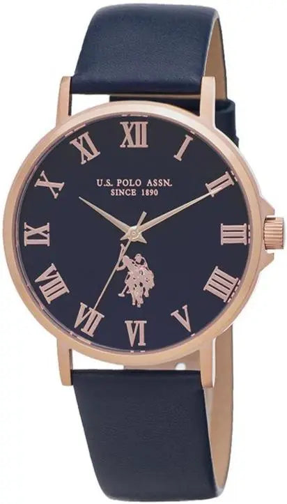U.S POLO USP4963RG Blue Leather Strap - Κοσμηματοπωλείο Goldy