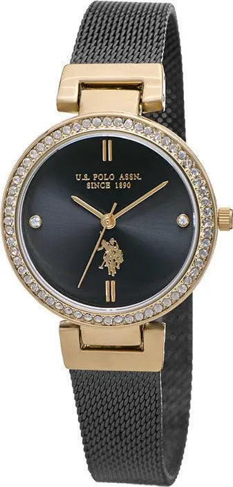 U.S. POLO USP5946GY Giselle Black Stainless Steel Mesh Bracelet - Κοσμηματοπωλείο Goldy
