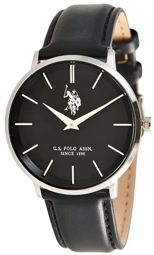 U.S. POLO USP7068BK Miller Black Leather Strap - Κοσμηματοπωλείο Goldy