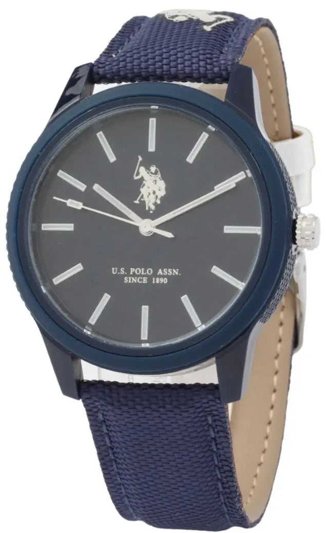 U.S. POLO USP7074WH Simon Blue Leather-Fabric Strap - Κοσμηματοπωλείο Goldy
