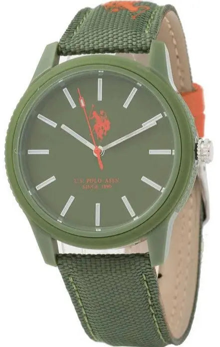 U.S. POLO USP7078OR Simon Green Leather-Fabric Strap - Κοσμηματοπωλείο Goldy