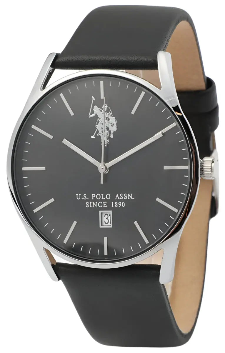 U.S. POLO USP7085ST Colin Black Leather Strap - Κοσμηματοπωλείο Goldy