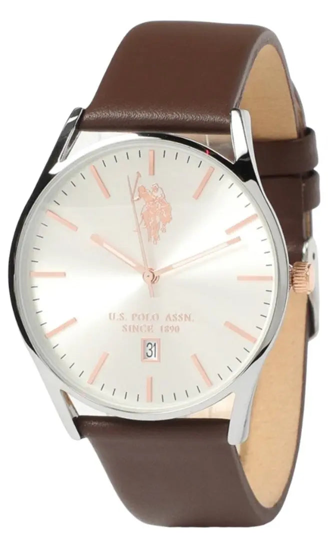 U.S. POLO USP7087RG Colin Brown Leather Strap - Κοσμηματοπωλείο Goldy
