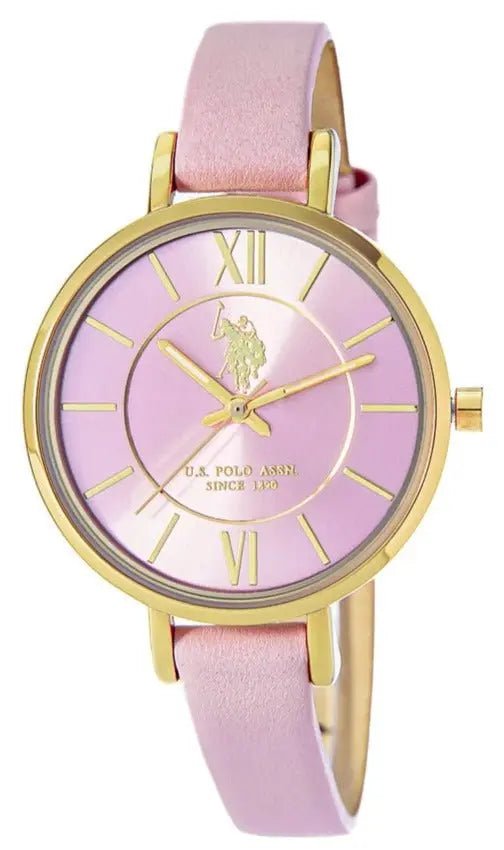U.S. POLO USP8071PK Jade Pink Leather Strap - Κοσμηματοπωλείο Goldy