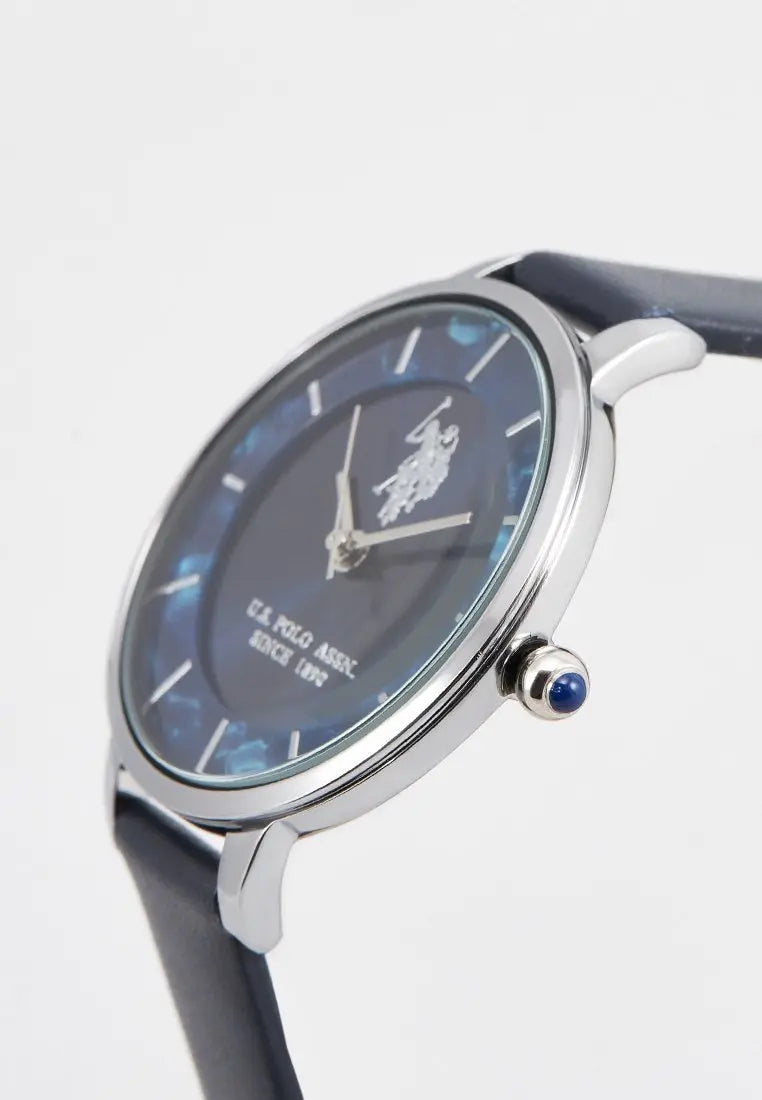 U.S. POLO USP8072ST Jade Blue Leather Strap - Κοσμηματοπωλείο Goldy