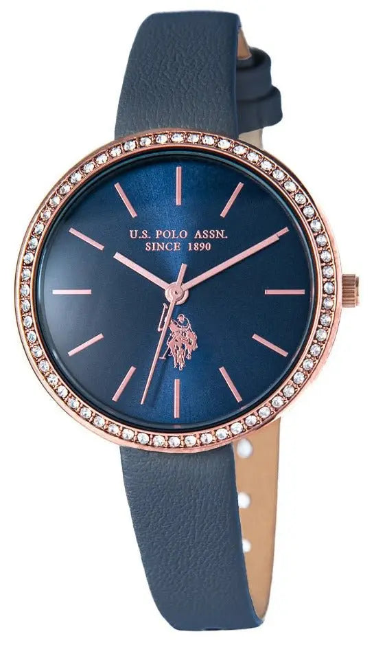 U.S. POLO USP8086BL Eclypse Blue Leather Strap - Κοσμηματοπωλείο Goldy