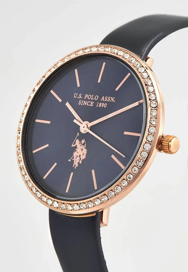 U.S. POLO USP8086BL Eclypse Blue Leather Strap - Κοσμηματοπωλείο Goldy
