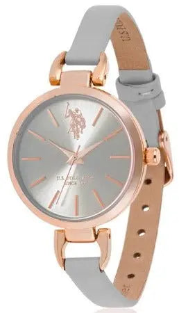 U.S. POLO USP8099GY Andrienne Grey Leather Strap - Κοσμηματοπωλείο Goldy