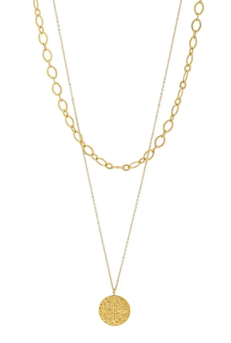 Visetti HT-WKD019G Διπλό Κολιέ Από Επιχρυσωμένο Ατσάλι - Κοσμηματοπωλείο Goldy