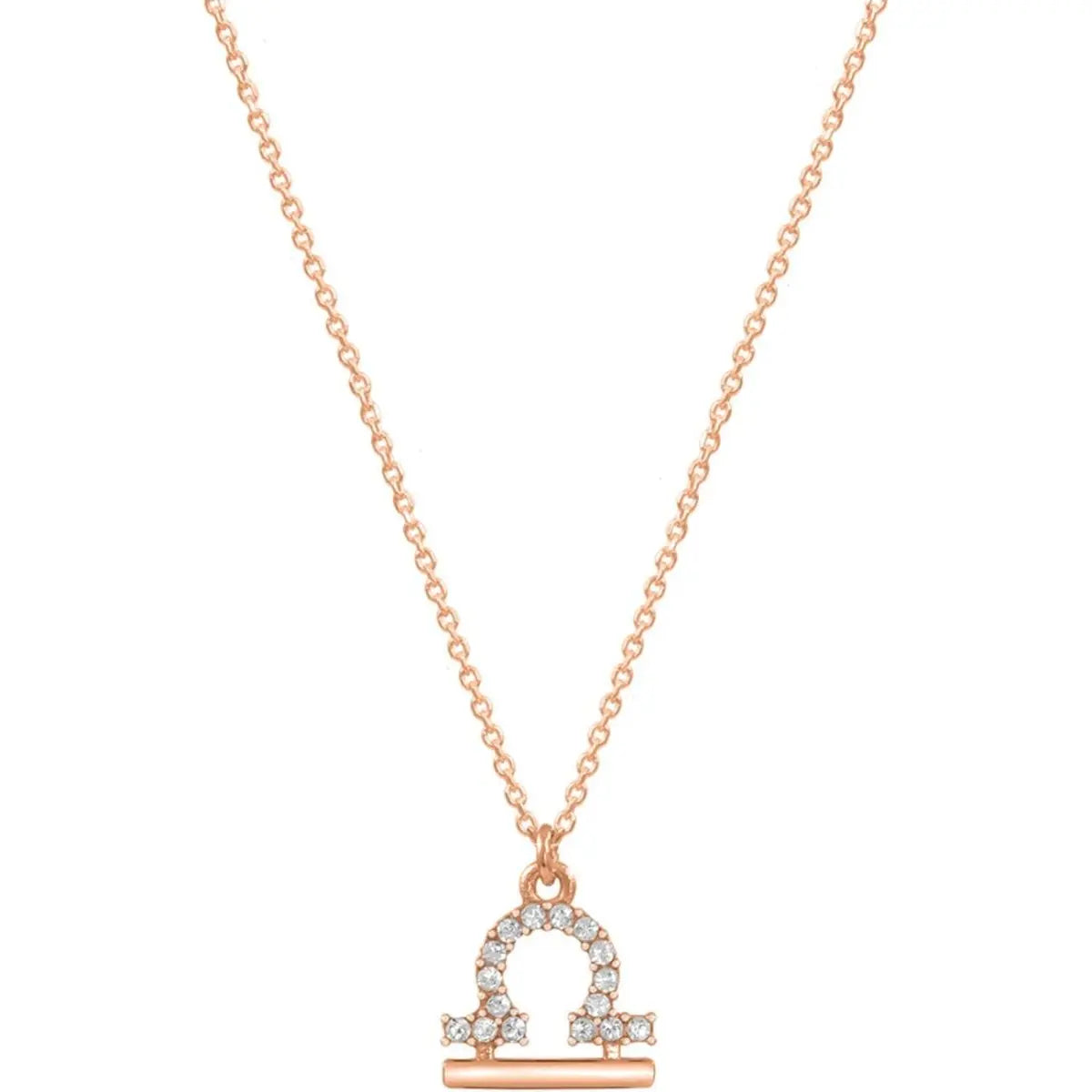 Ζώδιο Ζυγός E51209-7 Κολιέ Από Ροζ Επιχρυσωμένο Ασήμι - Κοσμηματοπωλείο Goldy