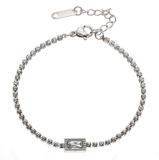 N00965W Riviera Stainless Steel Bracelet with Zirconia