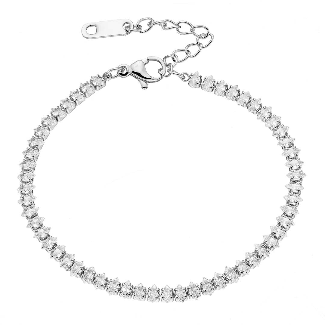 N00965W Riviera Stainless Steel Bracelet with Zirconia