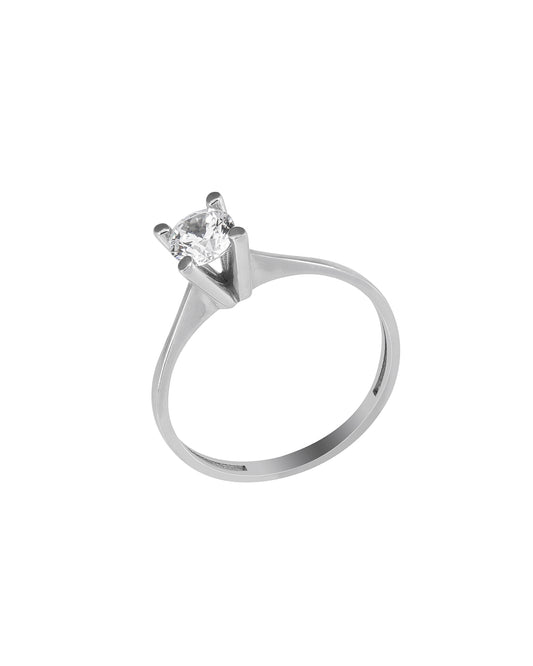 Ring G9196 Single Stone 14ct White Gold with Zircon