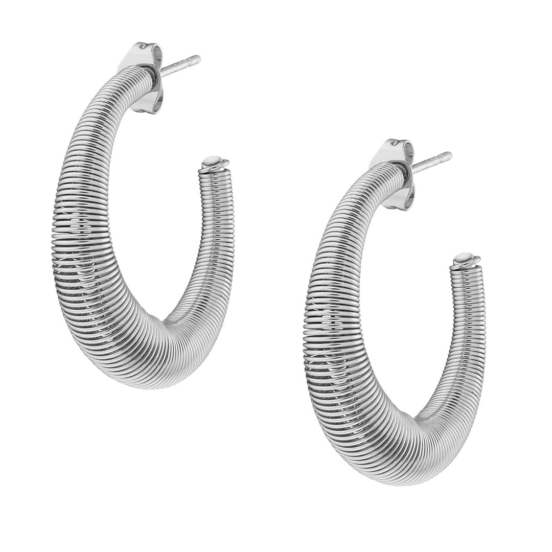 Earrings N02200G Steel Hoops with Multicolored Zirconia