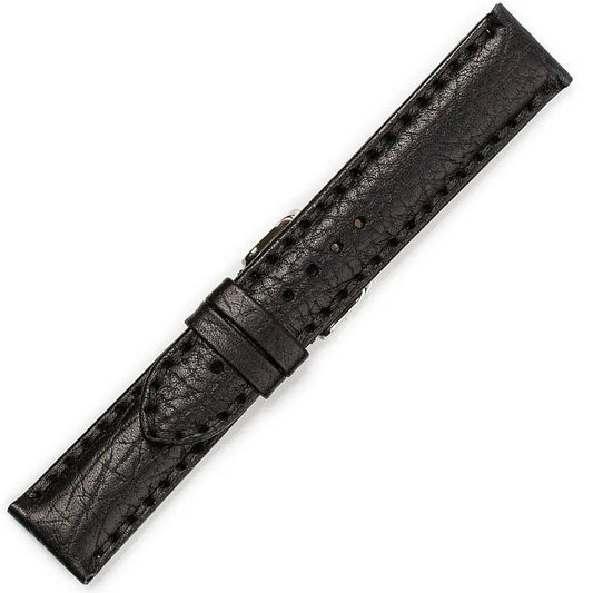 Hirsch 09180-92050 Ayrton Black Leather-Rubber Strap