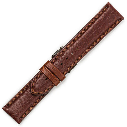 Hirsch 09180-92050 Ayrton Black Leather-Rubber Strap