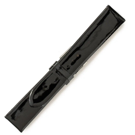 Λουρί 0489BK Gloss Black Leather Strap