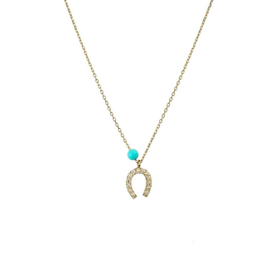 K835K Horseshoe Necklace in 9ct Gold with Zirconia