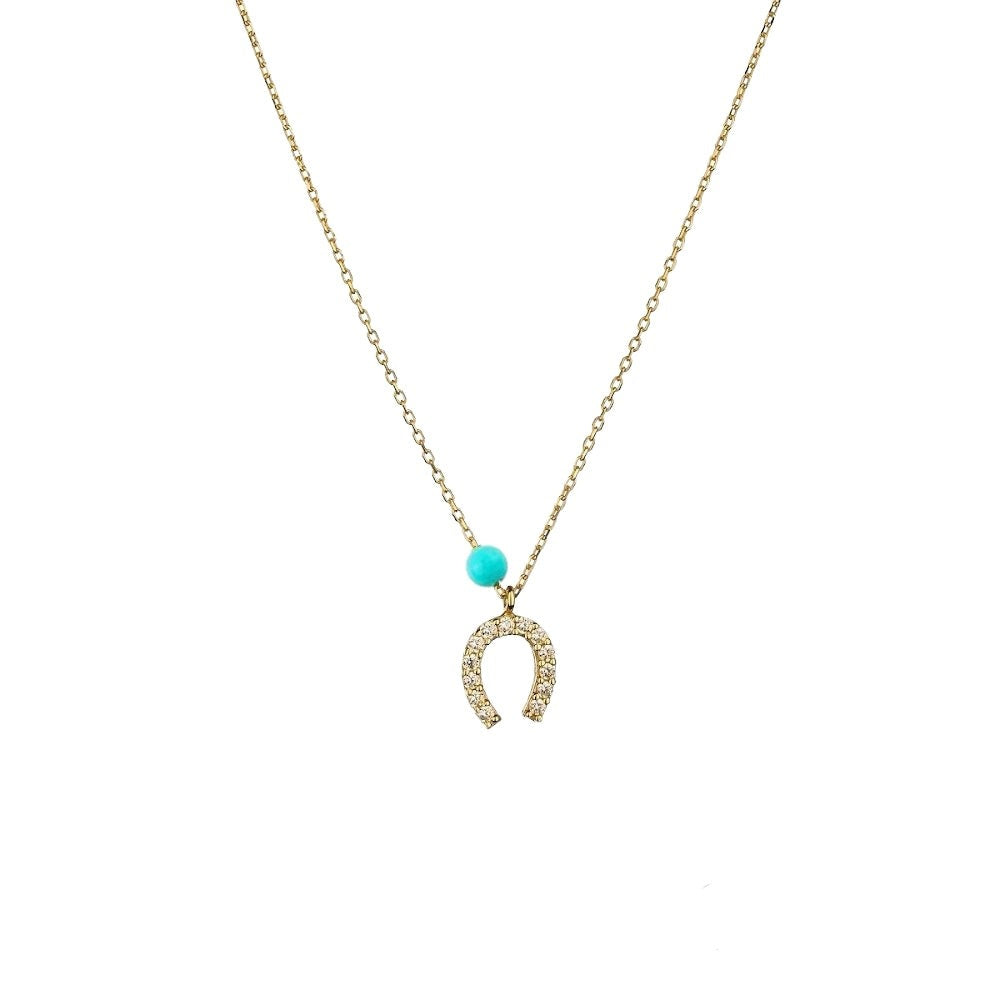 K835K Horseshoe Necklace in 9ct Gold with Zirconia