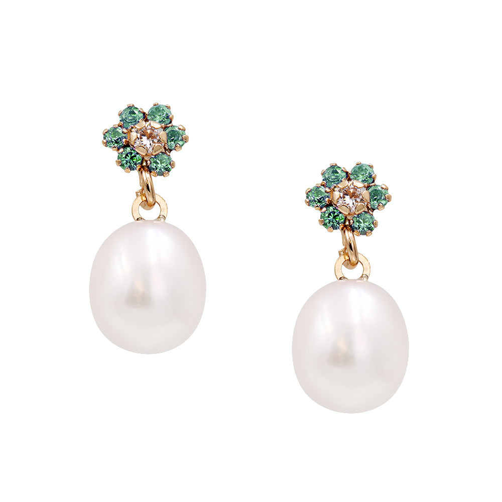 Earrings 110329 with Fresh Water Pearls 7.5-8mm 14ct